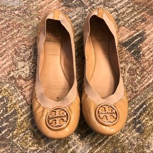 Tory Burch Tan Logo Ballet Flat